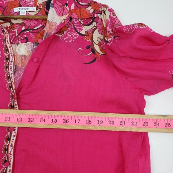 Chico's Pink Floral Button Down Shirt - Picture 13 of 14